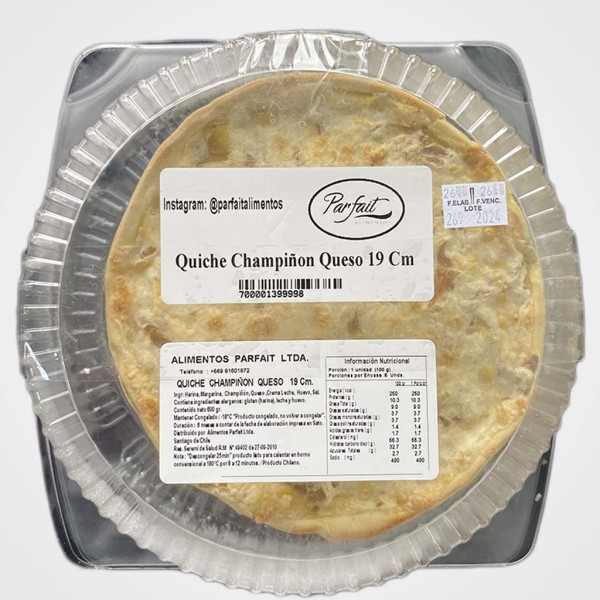 Quiche champiñon queso familiar 19 cm