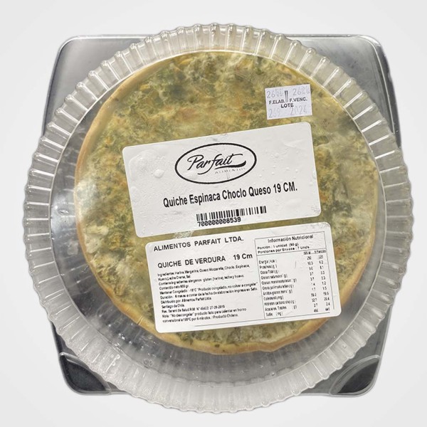 Quiche espinaca choclo queso familia 19 cm