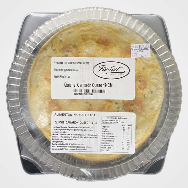 Quiche camaron queso familiar 19 cm